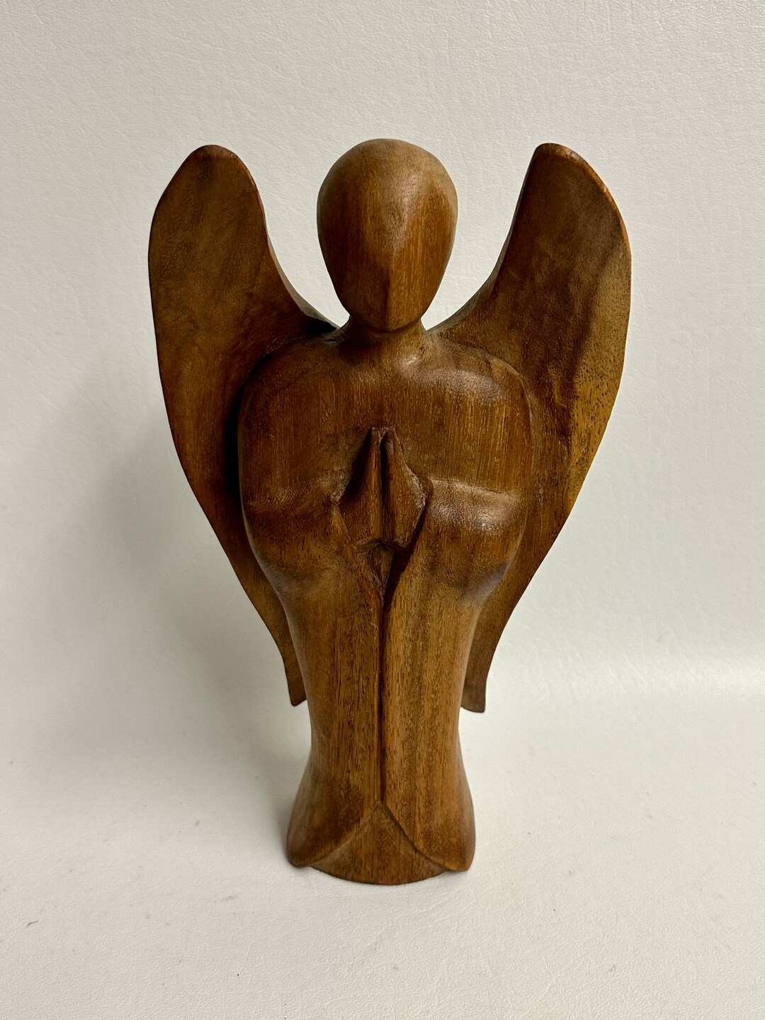 Hand Carved Wood Praying Angel Etsy