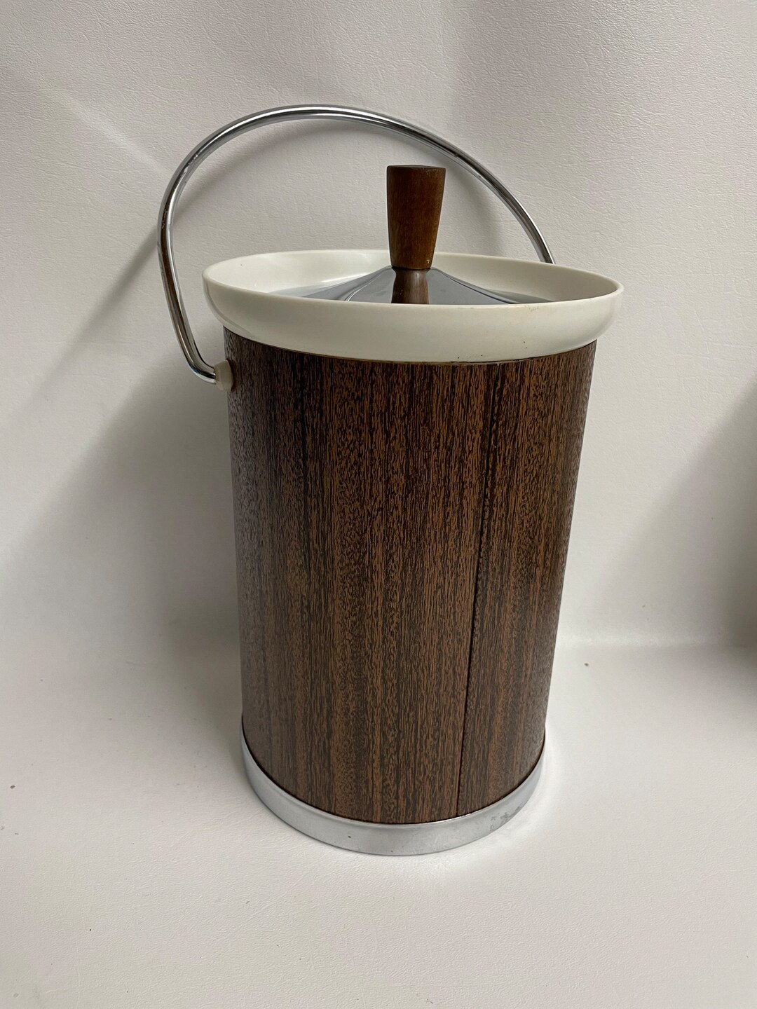 Mid Century Faux Wood Tiki Bar Ice Bucket Etsy