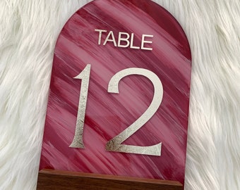 Luxe Acrylic Wedding Table Numbers//5x7"//Wedding Decor//Painted//Custom Sign//White//Gold//Sage//Mint//Burgundy//Navy//Blue