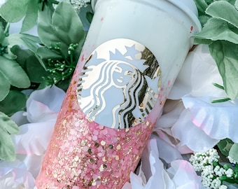 Pink and Gold Glitter Hot Cup//Gift for Coffee Lovers//12oz//Epoxy Free//Custom Travel Mugs//Personalized Tumbler//Reusable Hot Cups