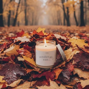 october rain | rainfall and leaves | soy wax candle