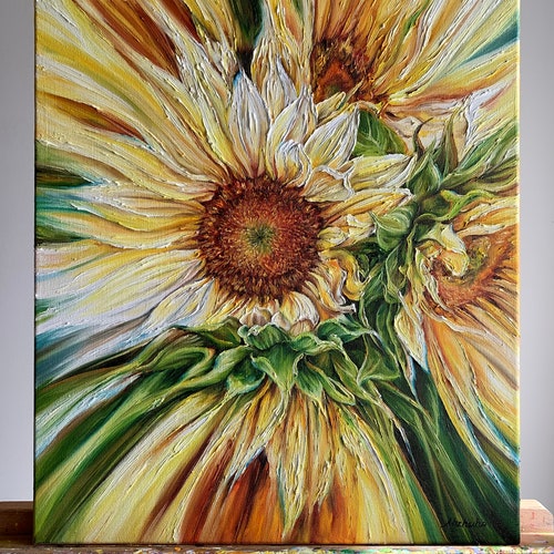 Sunflowers Original Painting in Oil on Canvas Modern Wall Art - Etsy