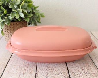 Retro Pink Tupperware Oblong Steam and Store Vegetable Steamer 1273, 1274, and 1275