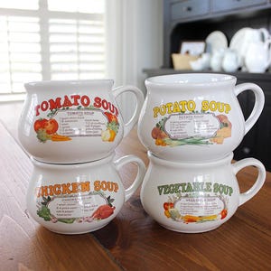 Vintage 1970s Soup Mug Set - Dat&#39;l Do It - Retro Soup Bowls with Recipes