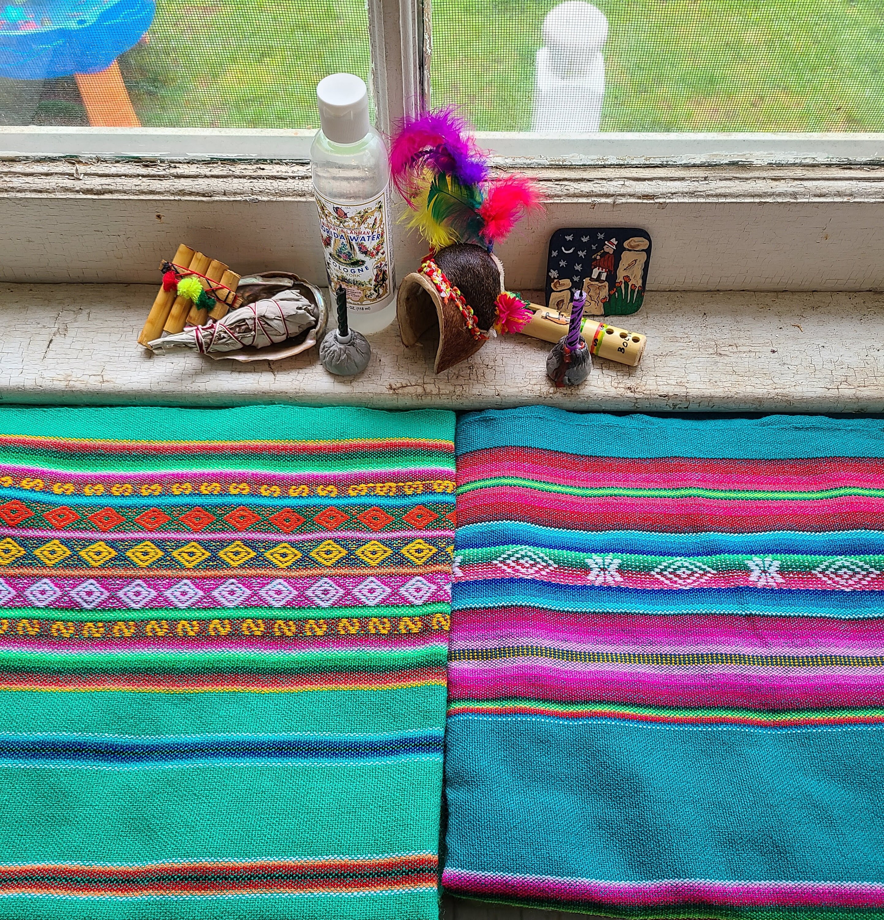 Arpillera Bolivienne Tissu Appliqué - Organisateur 3 Poches - Commerce Équitable