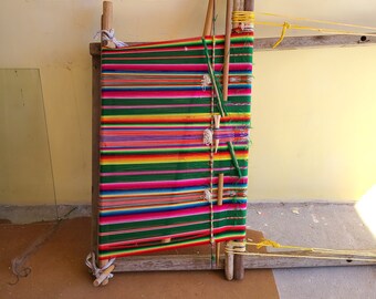 Portefeuille Sacoche Main Warmi Aguayo - Cuir Fait Main Amérindien Jaune, Taille Large