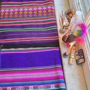 Authenitc Bolivian aguayo fabric, Indigenous woven textile, decor, tablecloth, mesa cloth