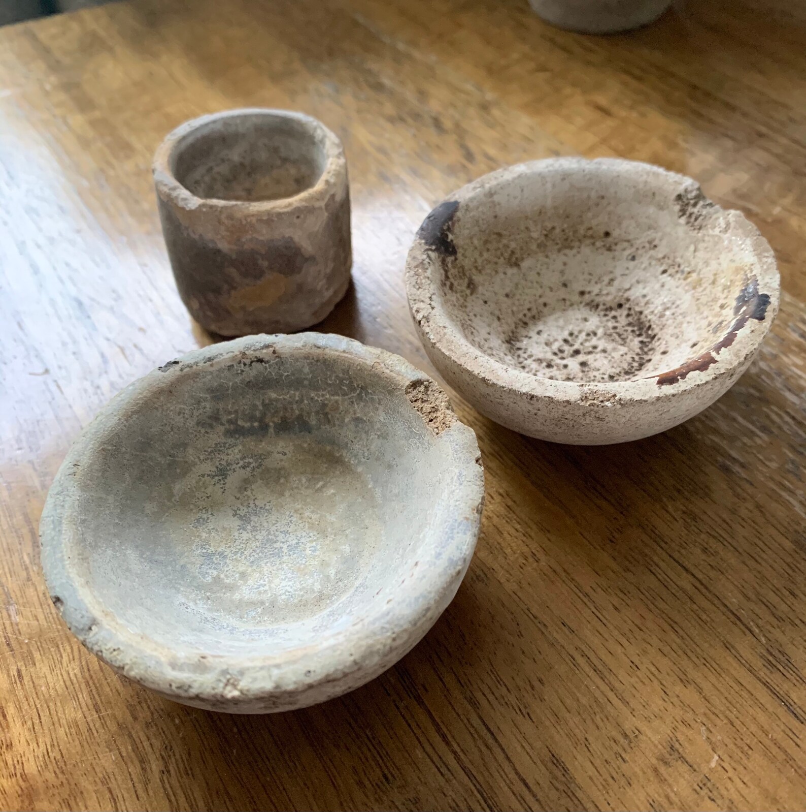 Three Small Antique Mining Crucibles found West Coast of Etsy