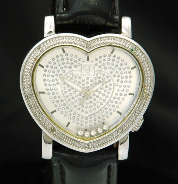 SUPER TECHNO Ladies DIAMOND Pave Floating Heart Wa