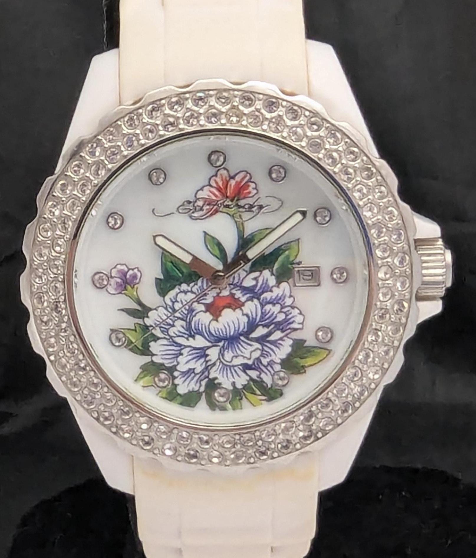 Ed Hardy Women\'s Silver Rhinestone Watch Ed Hardy Rhinestone Watches for Women | Mercari main image 2