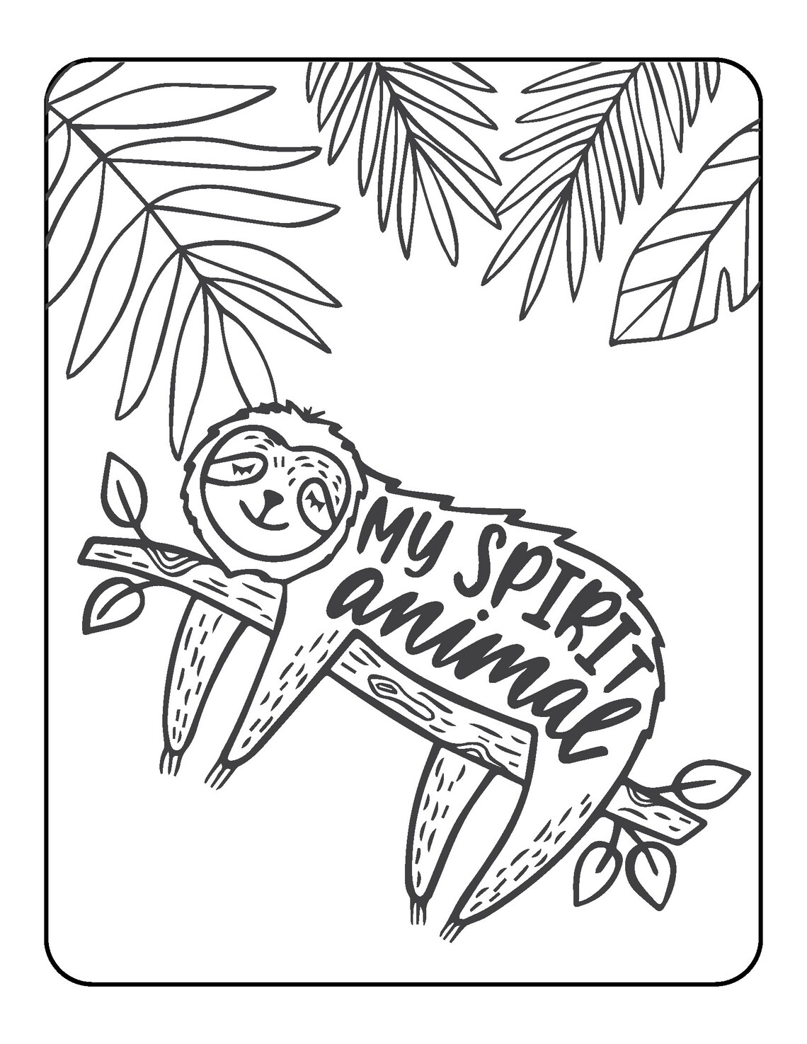 Cute Little Sloth Coloring Book Etsy UK