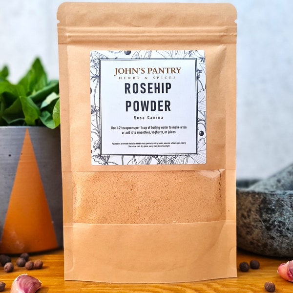 Rosehip Powder from Whole Fruits, Vitamin C, Antioxidant, Fibre, 10g-200g