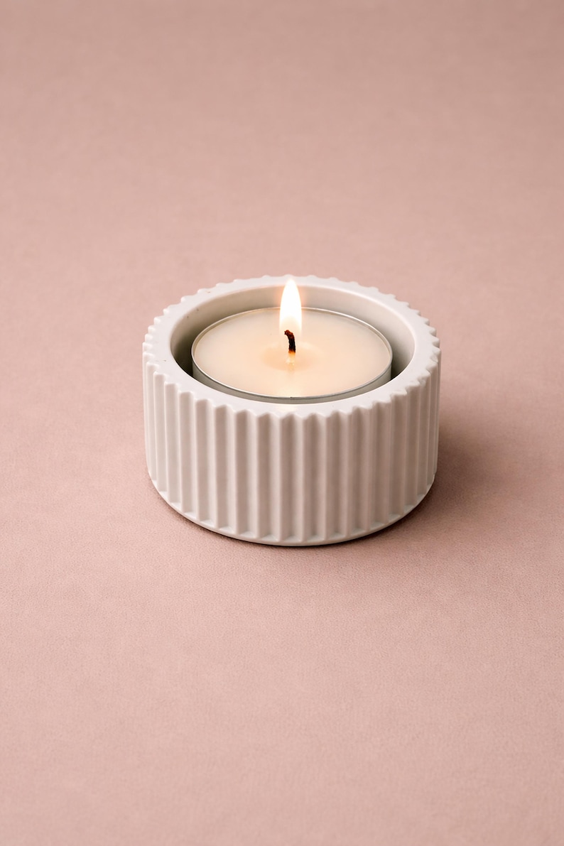Silicone mold for candle holders, silicone mold for tealight holders, plaster mold, mold for tealight holders, candle holders with grooves image 1