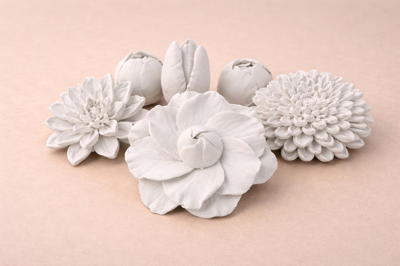 Silicone mold flowers, silicone mold garden, silicone mold summer, casting mold flower, casting mold plaster, plaster mold, realistic flower mold, 3D flowers Set: Alle 5