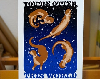 Otter This World Fine Art Print / Otter Illustration / Wall Décor