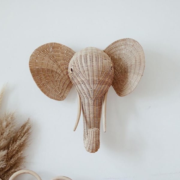 Éléphant en rotin de bambou / Décoration en rotin / Meubles de bébé en rotin / Décoration murale en rotin / Chambre de bébé