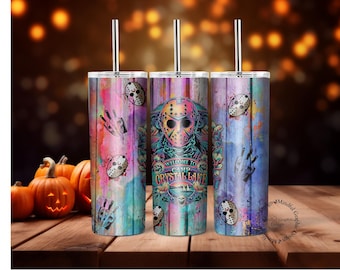Envoltura para vaso de Jason Voorhees: Sublimación de personaje de terror (descarga digital)