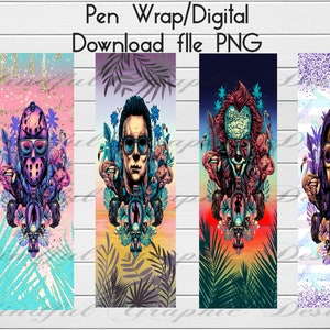 Tropical Horror Character, Epoxy Pen Wrap, ink joy pen, Digital Download PNG file waterslide, vinyl, sticker