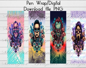 Tropical Horror Character, Epoxy Pen Wrap, ink joy pen, Digital Download PNG file waterslide, vinyl