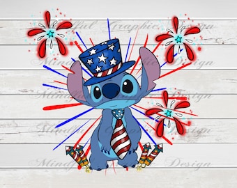 Stitch 4th of July PNG: Patriotic Tumbler Graphic (Digital Download)