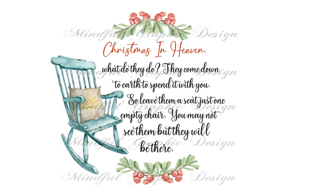 Christmas In Heaven Empty Chair Saying Poem Digital Download File PNG