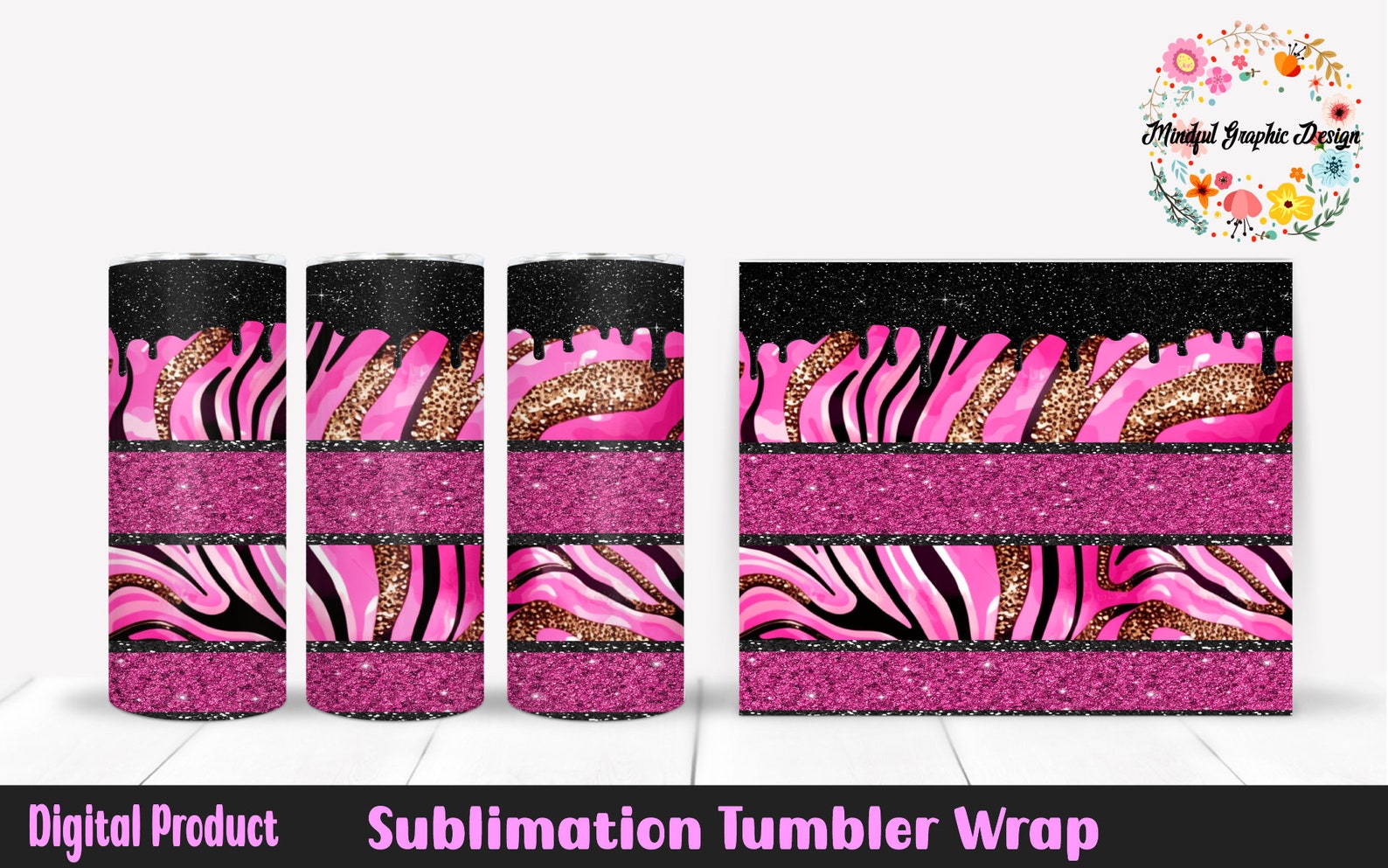 Pink Glitter Drips 20 Oz Tumbler Wrap: Sublimation Design (digital ...