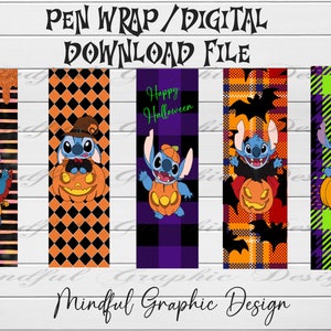 Halloween, Stitch, Alien Character, Epoxy Pen Wrap, Ink Joy-pen, Digitale download PNG-bestand waterglijbaan, vinyl