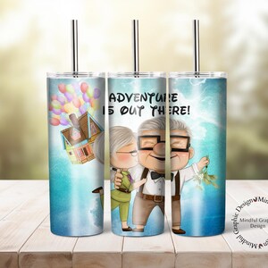 UP, Adventure is out there, 20 oz. tumbler wrap, Sublimation, Digital Download Files PNG, digital paper, background, waterslide