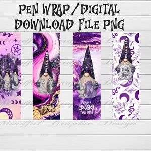 Wizard Gnome, Epoxy Pen Wrap, ink joy pen, Digital Download PNG file waterslide, vinyl