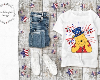 Winnie the Pooh 4th of July Waterslide Tumbler Graphic (Digital Download)