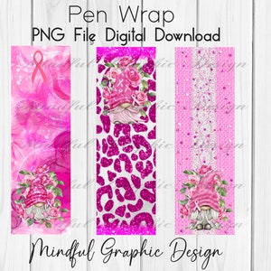 Kabouter, Breast Cancer Awareness, Epoxy Pen Wrap, Ink Joy-pen, Digitale download PNG-bestand glijbaan, vinyl, clipart