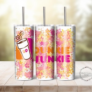20 oz. tumbler wrap, Dunkie Junkie, straight, Tumbler, Sublimation, waterslide, Digital Download Files PNG, digital paper, background