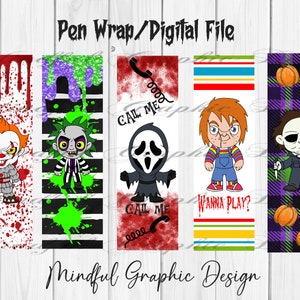 Horror, Karakter, Epoxy Pen Wrap, Ink Joy-pen, Digitale download png-bestand waterglijbaan, vinyl