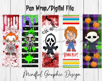 Horror, Character, Epoxy Pen Wrap, ink joy pen, Digital Download PNG file waterslide, vinyl