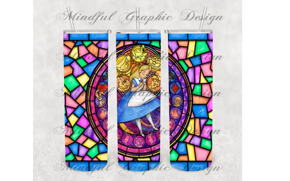 Tea Cup Stained Glass PNG Design, Sublimation Download, Tumbler