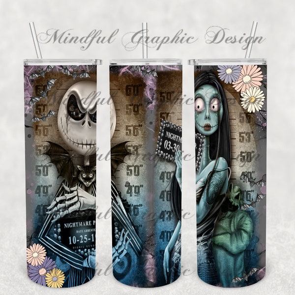 Jailed jack And Sally Character Sublimation, Tumbler Digital Download Files PNG, JPG