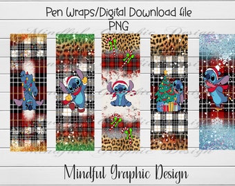 Christmas, Stitch,Alien Character, Epoxy Pen Wrap, ink joy pen, Digital Download PNG file waterslide, vinyl