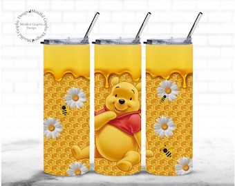 Winnie the Pooh Tumbler Wrap: Daisy and Bees Design (Digital PNG File)