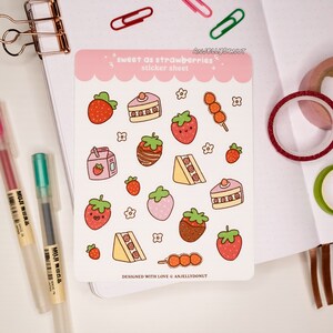 Strawberry Sticker Sheet | Matte Paper Sticker Sheet for Junk Journaling, Scrapbooking, & More!