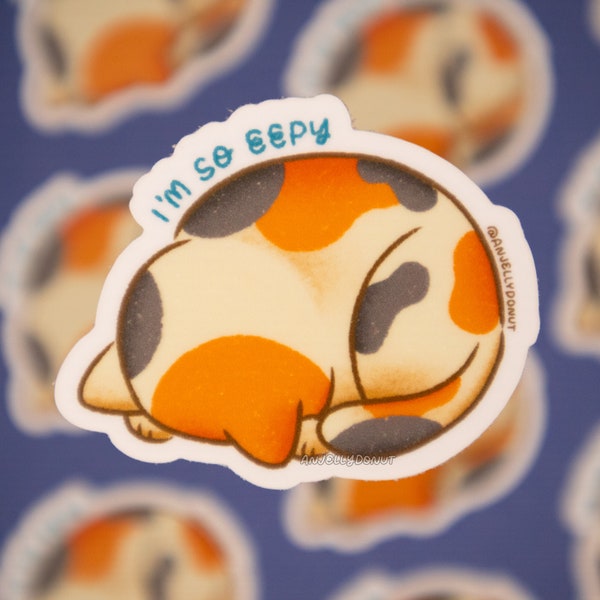 i’m so eepy Cat Vinyl Sticker | Waterproof Matte Vinyl Sticker