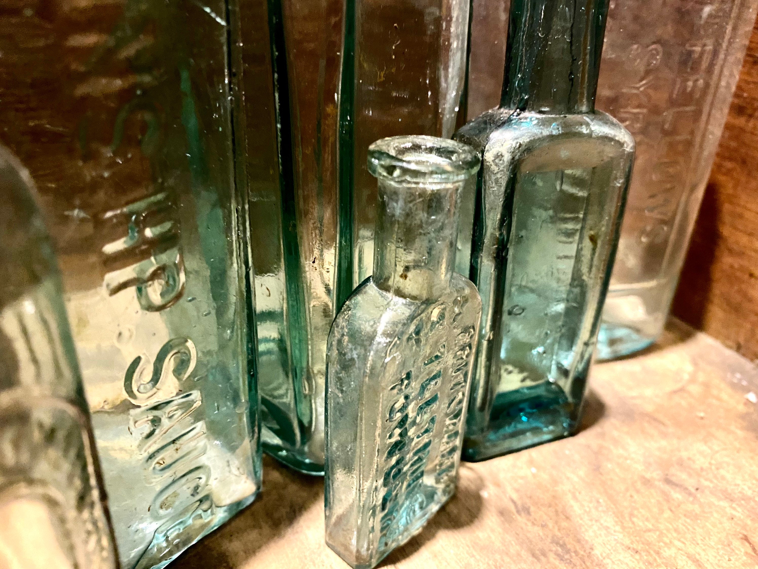 Victorian Aqua Glass Bottles Etsy