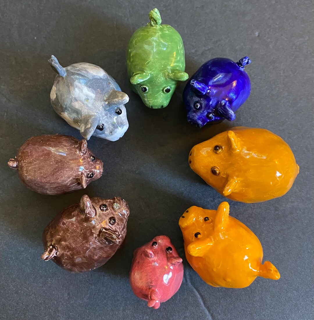 Small Ceramic Pig Figurines Etsy