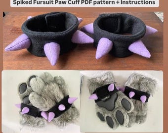 ¡DIGITAL! Patrón imprimible e instrucciones para puños de fursuit con pinchos.