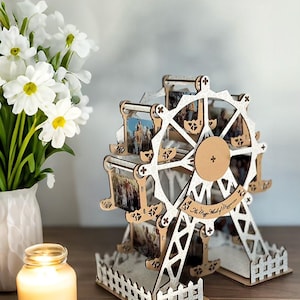 Photo Wheel with Printed Memories, Custom Photo Ferris Wheel with Personalized Photos, Unique Memory Display Gift, Original Photo Home Decor