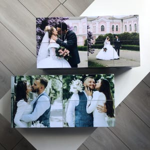 Custom Photo Cube with Pictures, Personalized Cube Photo Display Gift, Premium Photo Print, Anniversary or Birthday Photo Memory Block