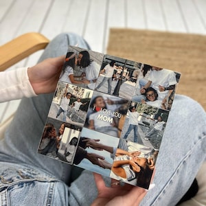 Wooden Photo Cube – Unique Memory Keepsake Box, Custom Memory Photo Gift for Loved One, Interactive Photo Cube Decoration, Gift for Her