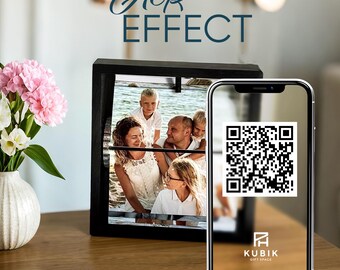Romantic Wooden Photo Box with Custom Photos & AR Video Option, Personalized Gift for Couple, Girlfriend or Anniversary Keepsake Photo Decor