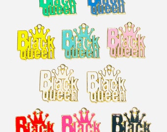 Alloy Queen Charm,Black Girl, Alloy Charm, Gold Charm, BLM, Melanin Charm,Pretty Girl