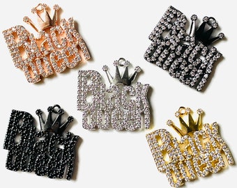 Pave Queen Charm, CZ Queen Charm, Rhinestone Charm,BLM,Black Girl