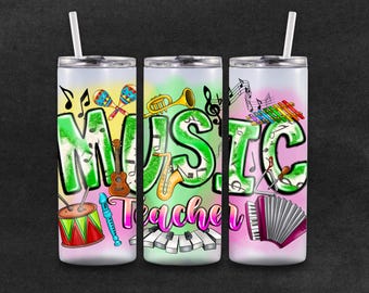 20oz Tumbler, Skinny Tumbler, Sublimation, Tumbler, Teacher Appreciation, Music Teacher, 20oz, Skinny, Teacher Tumbler, Stainless Steel